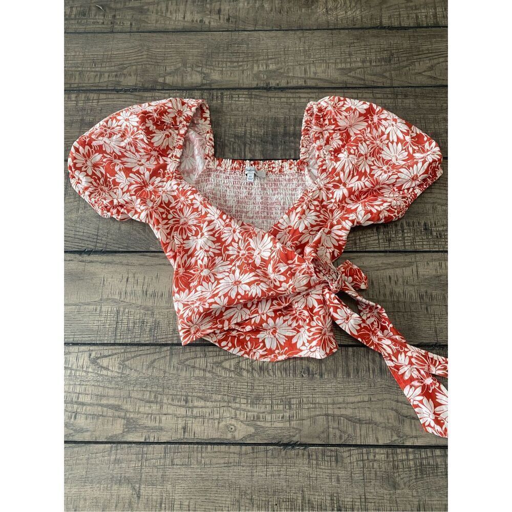 Madewell linen blend wrap crop top